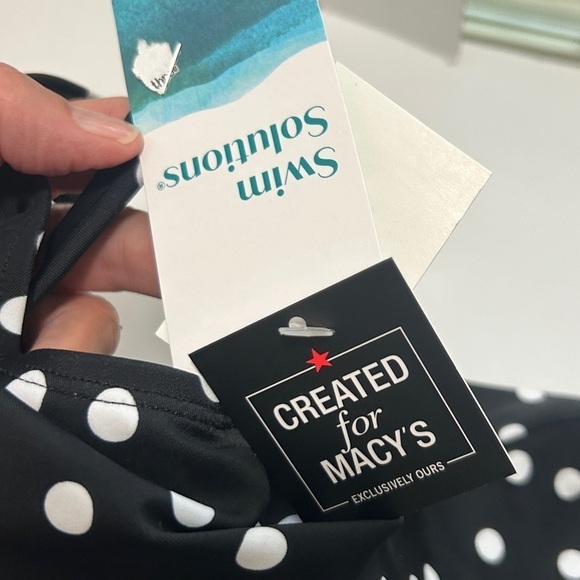 Swim Solutions Tankini Size 10 Black & White Polka Dots - Picture 10 of 14